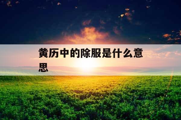 黄历中的除服是什么意思