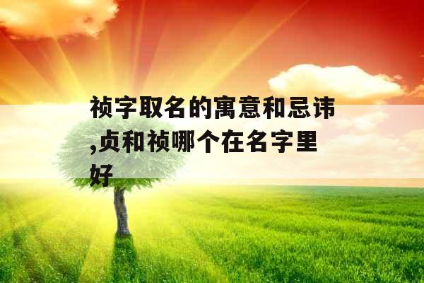 祯字取名的寓意和忌讳,贞和祯哪个在名字里好