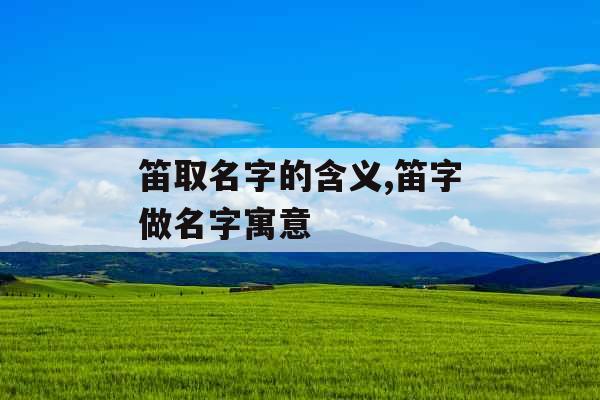 笛取名字的含义,笛字做名字寓意