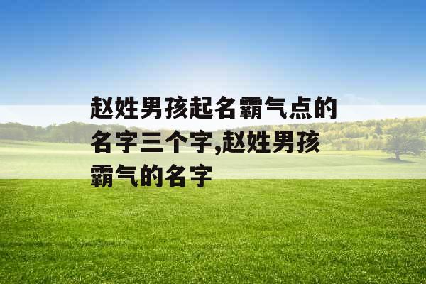 赵姓男孩起名霸气点的名字三个字,赵姓男孩霸气的名字