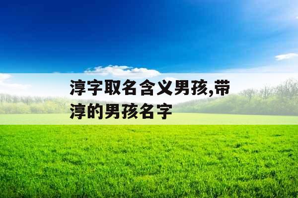 淳字取名含义男孩,带淳的男孩名字