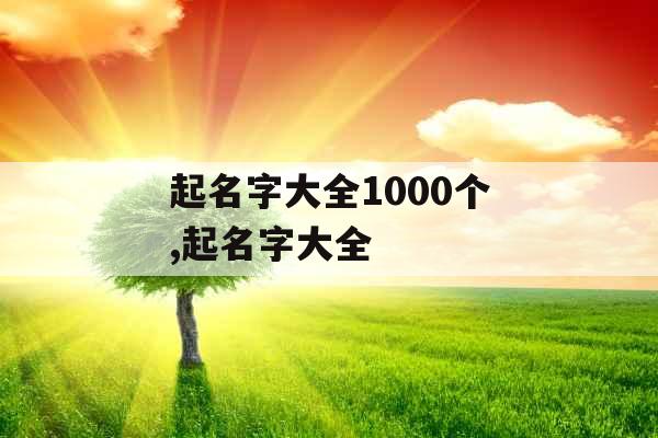 起名字大全1000个,起名字大全