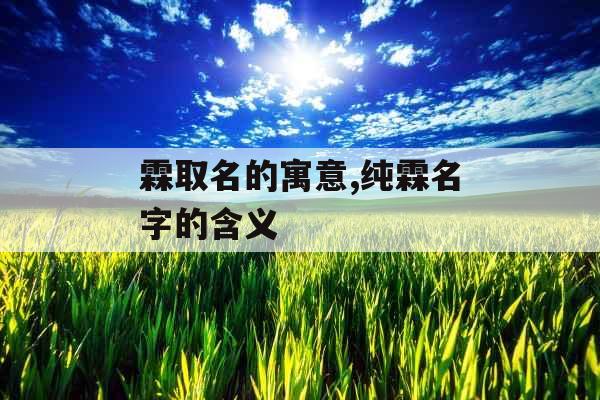 霖取名的寓意,纯霖名字的含义