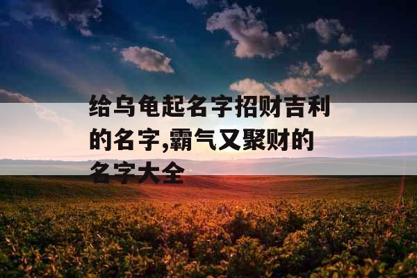 给乌龟起名字招财吉利的名字,霸气又聚财的名字大全 给乌龟起名字招财吉利的名字,霸气又聚财的名字大全