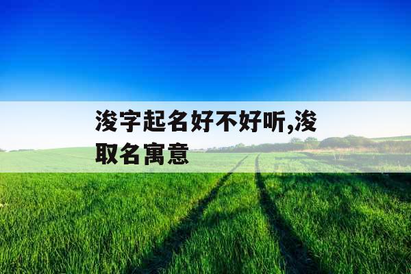 浚字起名好不好听,浚取名寓意