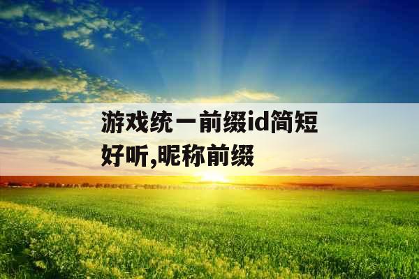 游戏统一前缀id简短好听,昵称前缀