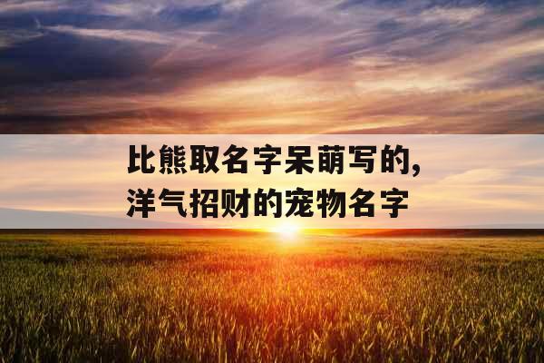 比熊取名字呆萌写的,洋气招财的宠物名字