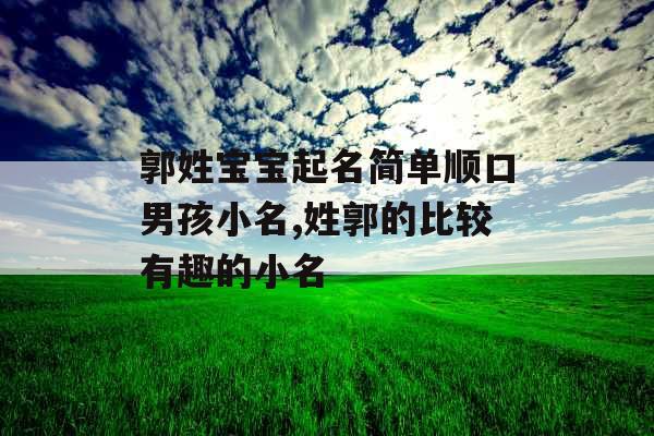 郭姓宝宝起名简单顺口男孩小名,姓郭的比较有趣的小名