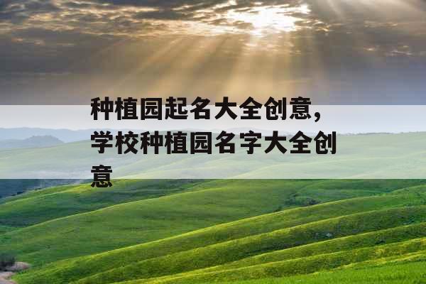 种植园起名大全创意,学校种植园名字大全创意