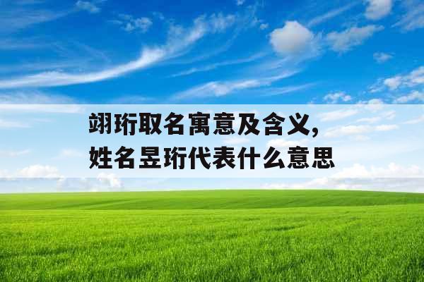 翊珩取名寓意及含义,姓名昱珩代表什么意思