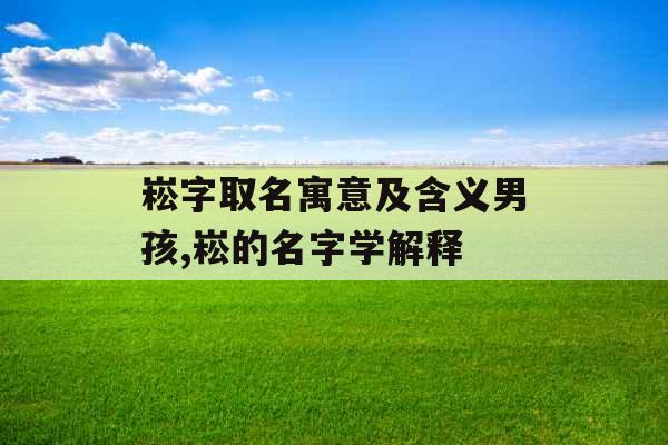 崧字取名寓意及含义男孩,崧的名字学解释 崧字取名寓意及含义男孩,崧的名字学解释