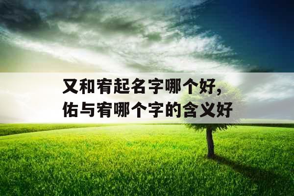又和宥起名字哪个好,佑与宥哪个字的含义好
