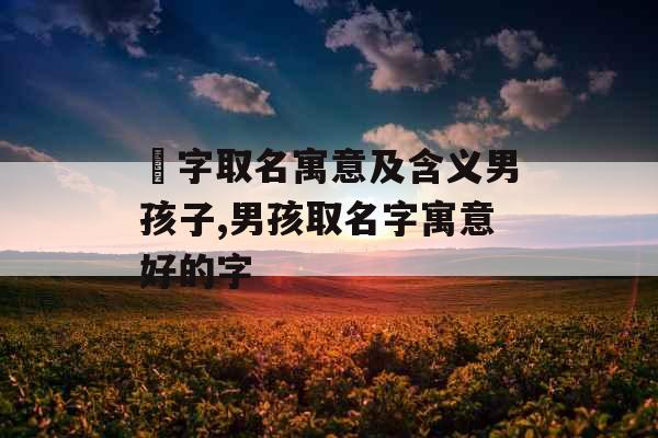 荌字取名寓意及含义男孩子,男孩取名字寓意好的字
