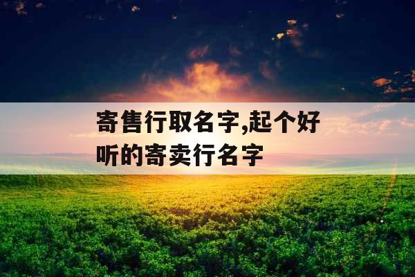 寄售行取名字,起个好听的寄卖行名字
