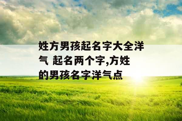 姓方男孩起名字大全洋气 起名两个字,方姓的男孩名字洋气点