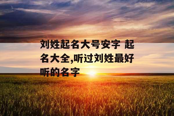刘姓起名大号安字 起名大全,听过刘姓最好听的名字