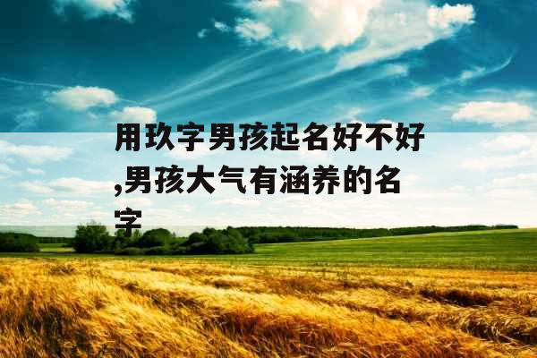 用玖字男孩起名好不好,男孩大气有涵养的名字