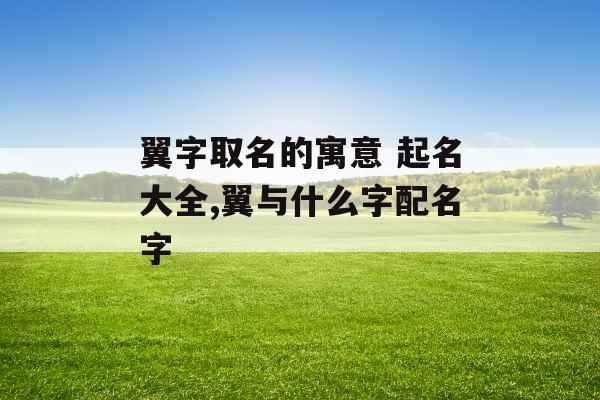 翼字取名的寓意 起名大全,翼与什么字配名字