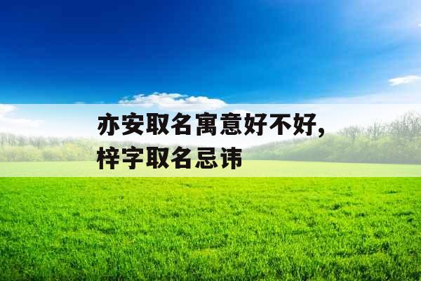 亦安取名寓意好不好,梓字取名忌讳