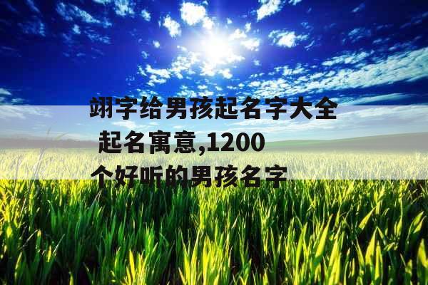 翊字给男孩起名字大全 起名寓意,1200个好听的男孩名字