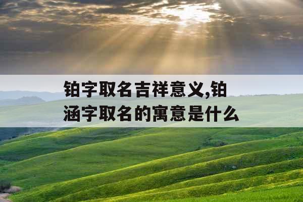 铂字取名吉祥意义,铂涵字取名的寓意是什么