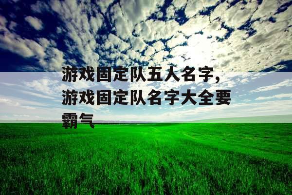 游戏固定队五人名字,游戏固定队名字大全要霸气