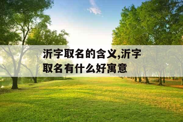 沂字取名的含义,沂字取名有什么好寓意