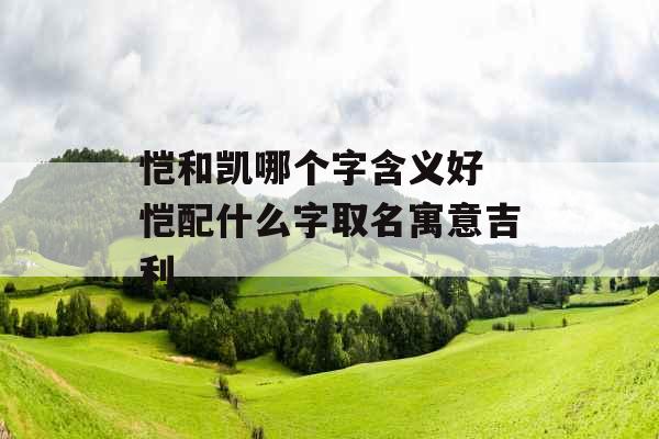 恺和凯哪个字含义好 恺配什么字取名寓意吉利