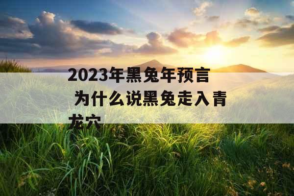 2023年黑兔年预言 为什么说黑兔走入青龙穴