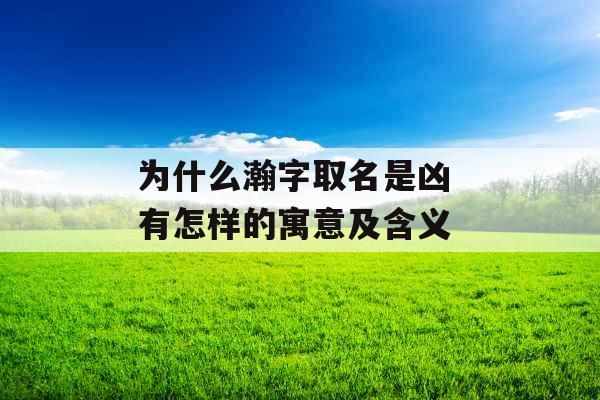 为什么瀚字取名是凶 有怎样的寓意及含义