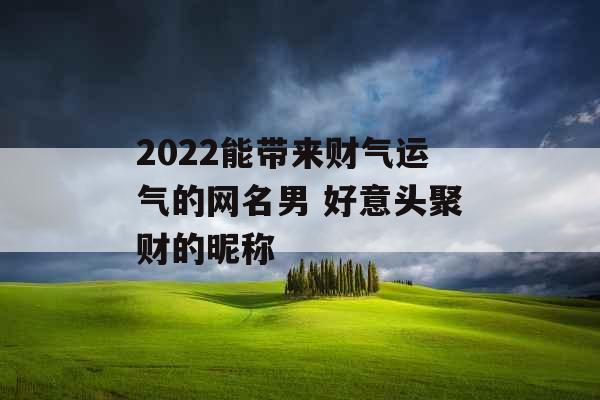 2022能带来财气运气的网名男 好意头聚财的昵称