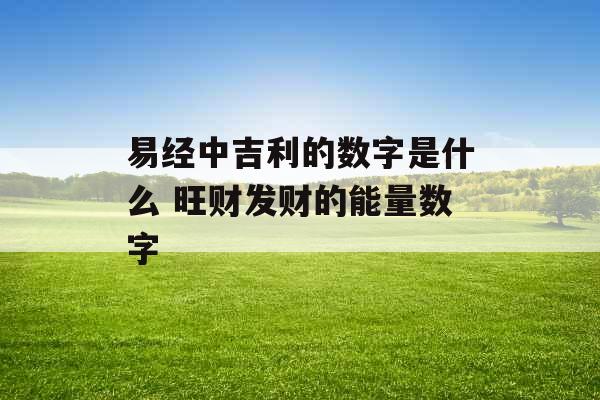 易经中吉利的数字是什么 旺财发财的能量数字