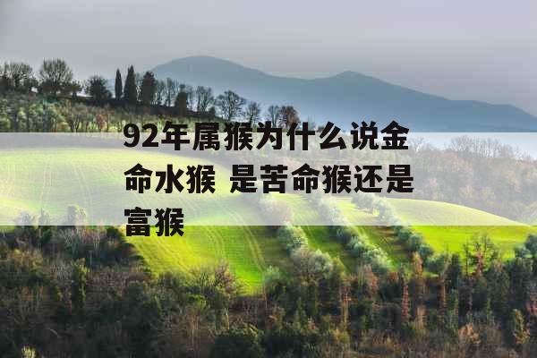 92年属猴为什么说金命水猴 是苦命猴还是富猴