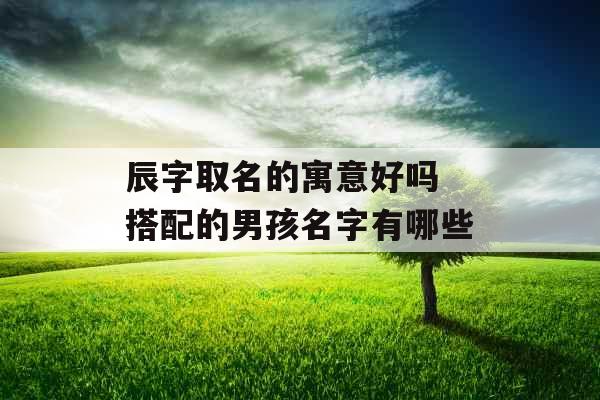 辰字取名的寓意好吗 搭配的男孩名字有哪些