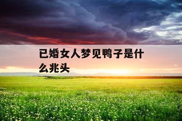 已婚女人梦见鸭子是什么兆头