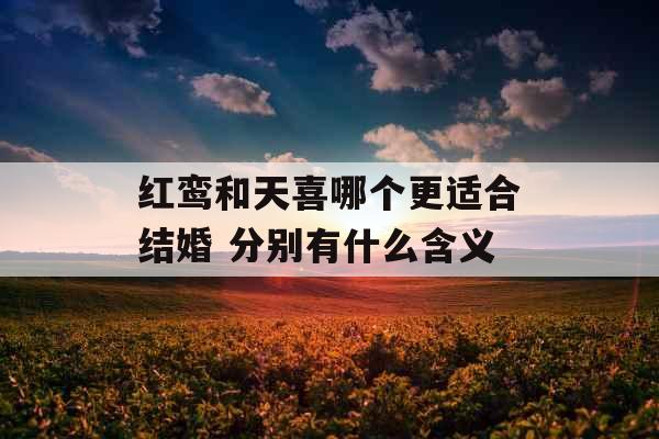 红鸾和天喜哪个更适合结婚 分别有什么含义