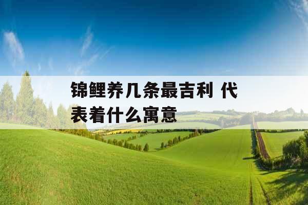 锦鲤养几条最吉利 代表着什么寓意