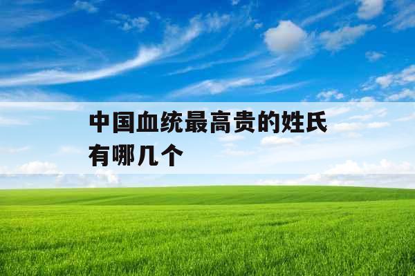 中国血统最高贵的姓氏有哪几个