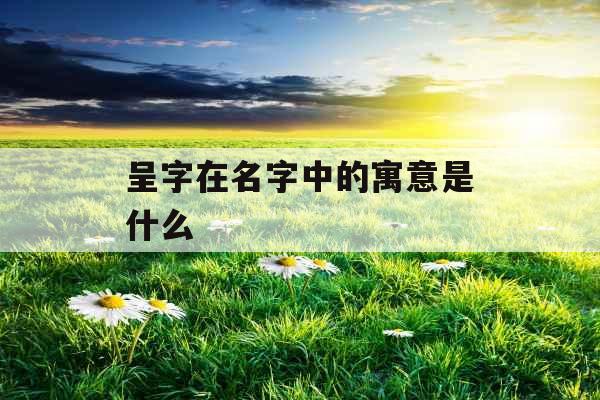 呈字在名字中的寓意是什么