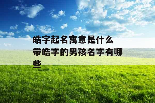 皓字起名寓意是什么 带皓字的男孩名字有哪些 皓字起名寓意是什么 带皓字的男孩名字有哪些