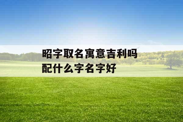昭字取名寓意吉利吗 配什么字名字好