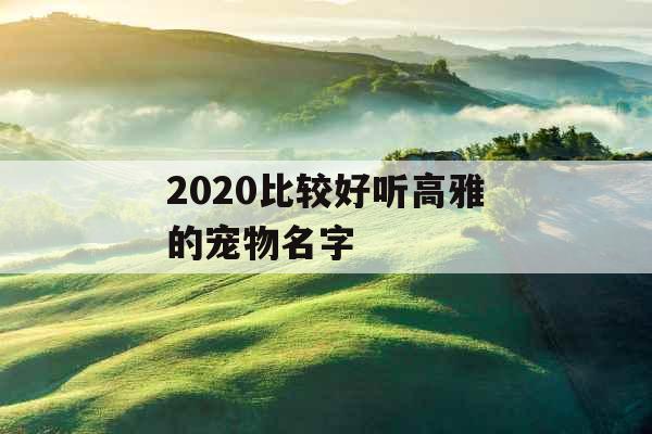 2020比较好听高雅的宠物名字