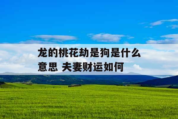 龙的桃花劫是狗是什么意思 夫妻财运如何