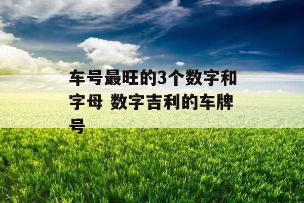 车号最旺的3个数字和字母 数字吉利的车牌号