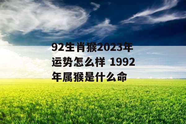 92生肖猴2023年运势怎么样 1992年属猴是什么命