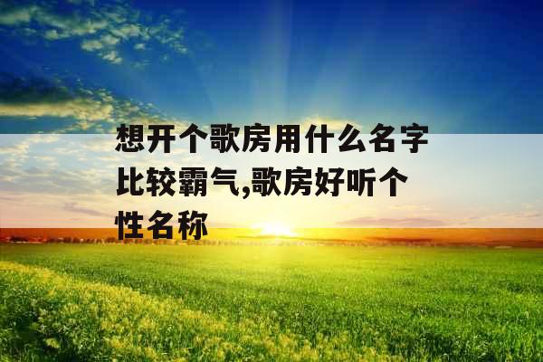 想开个歌房用什么名字比较霸气,歌房好听个性名称