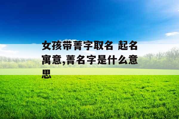 女孩带菁字取名 起名寓意,菁名字是什么意思