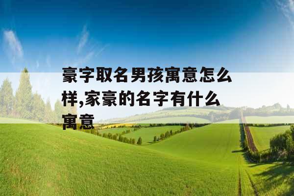 豪字取名男孩寓意怎么样,家豪的名字有什么寓意