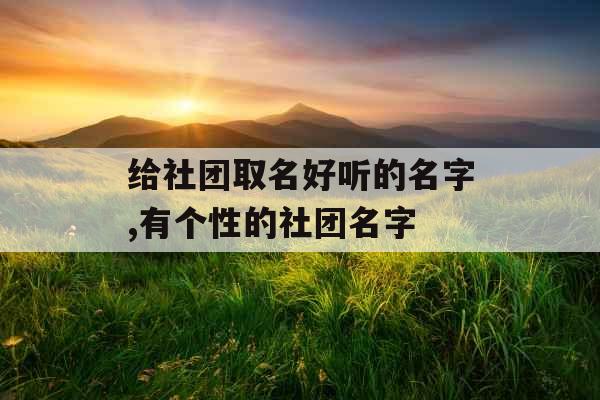 给社团取名好听的名字,有个性的社团名字