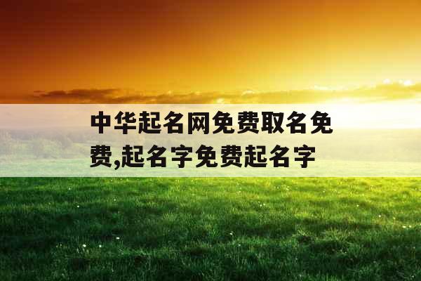 中华起名网免费取名免费,起名字免费起名字